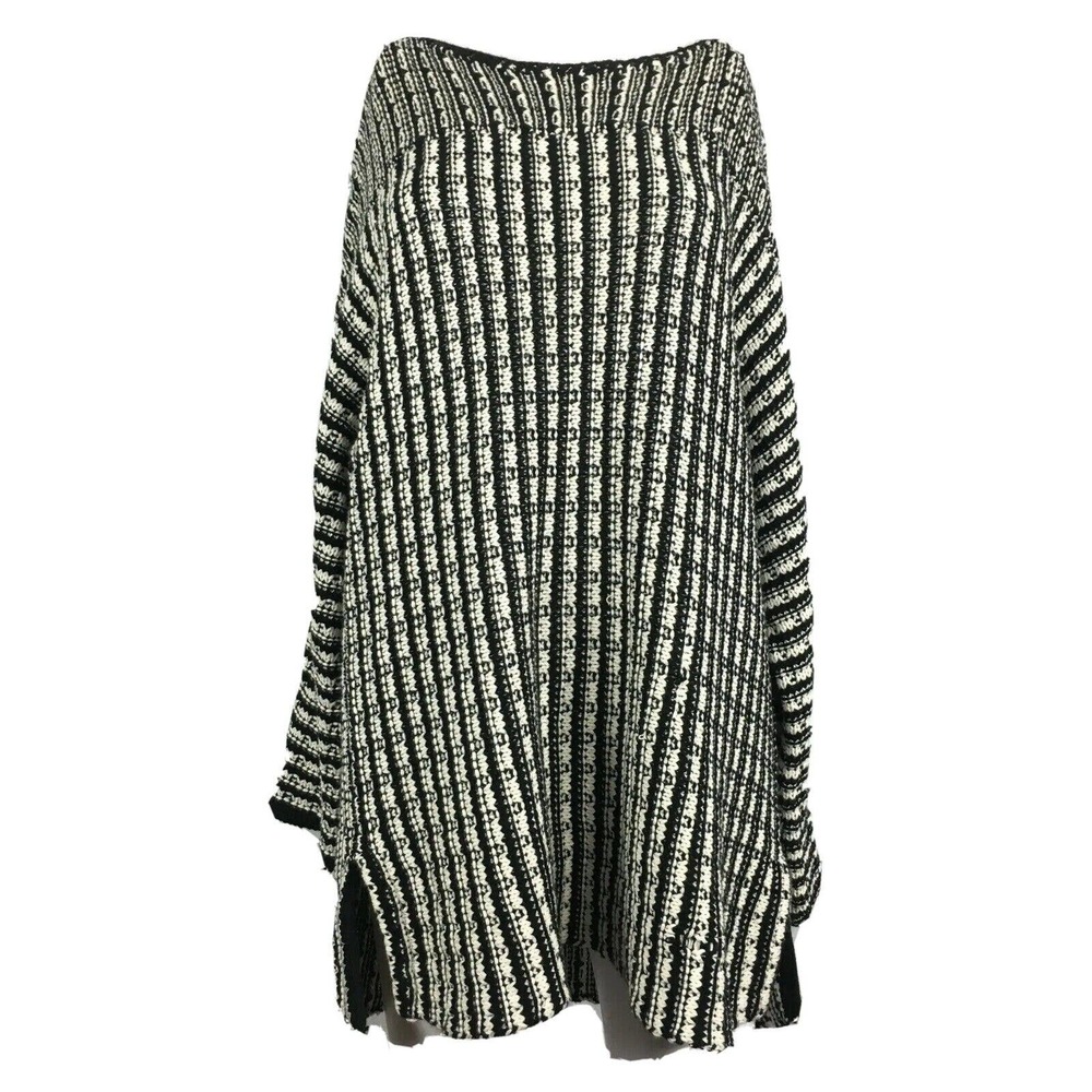 Willow Sweater Womens Sz M‎ Black White Cotton Knit Boat Neck Pullover Tunic